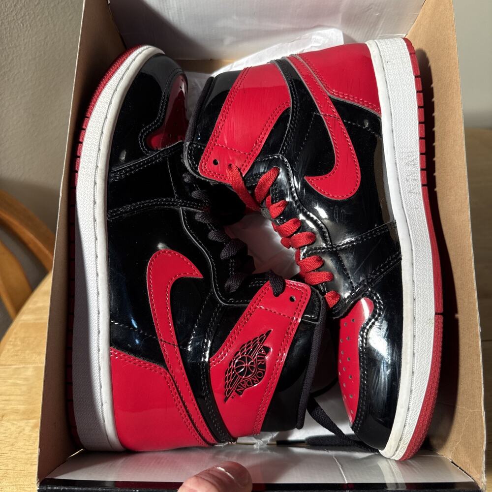 Nike Air Jordan 1 Retro High OG Patent Bred High Top Black/Red 555088-063 OG BOX - Picture 9 of 10